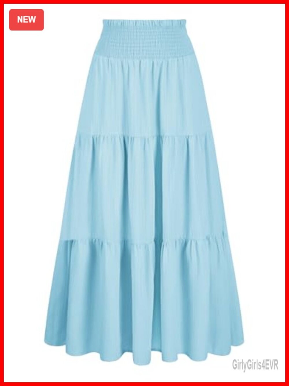 Women's Smocked High Waist Flowy Maxi Skirt with Pockets